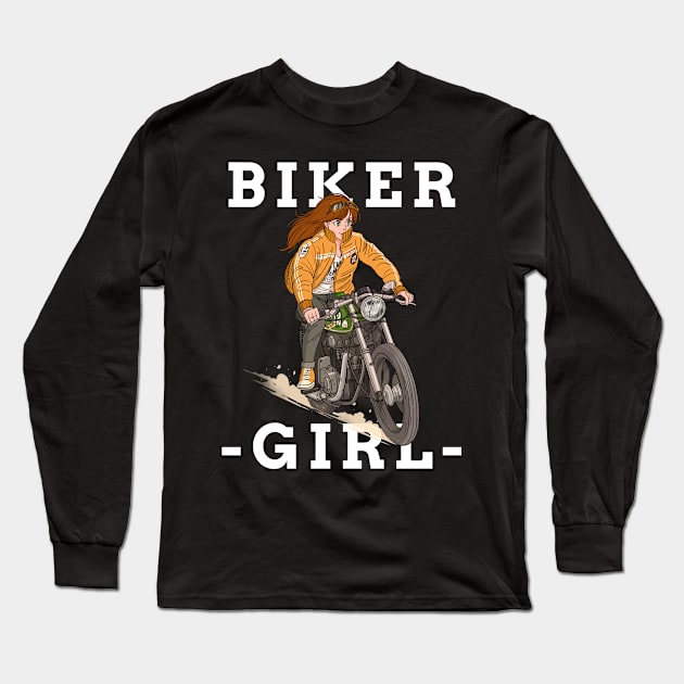 Biker girl Long Sleeve T-Shirt by Mota